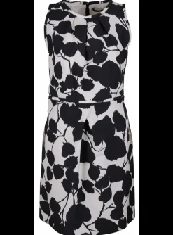 Jurk Cathia blad print zwart wit | DELSCHER. Fashion