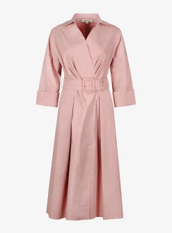 Jurk Cuba poeder roze met ceintuur | DELSCHER. Fashion