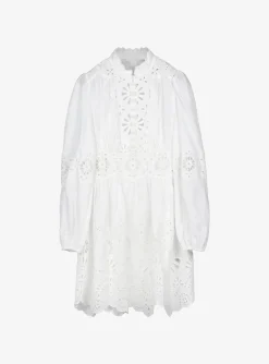 Jurk mini dress wit broderie | DELSCHER. Fashion