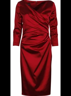Jurk shantung rood | DELSCHER. Fashion