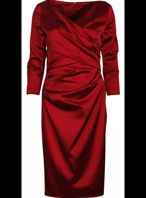 Jurk shantung rood | DELSCHER. Fashion