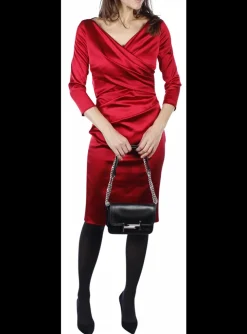 Jurk shantung rood | DELSCHER. Fashion