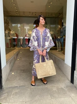 Kaftan Ottie midi paisley lavender | DELSCHER. Fashion