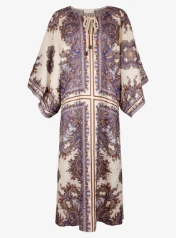 Kaftan Ottie midi paisley lavender | DELSCHER. Fashion