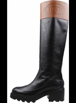 Laars leder zwart cognac | DELSCHER. Fashion