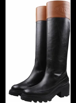 Laars leder zwart cognac | DELSCHER. Fashion