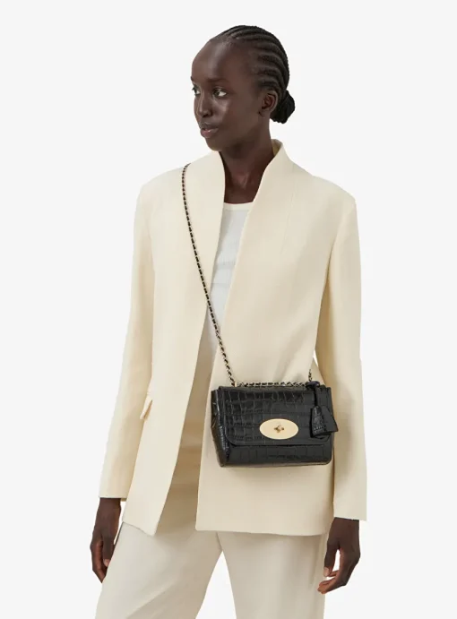 Lily bag small zwart croco | DELSCHER. Fashion