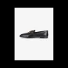 Loafer leder zwart logo mat goud en leder zool | DELSCHER. Fashion