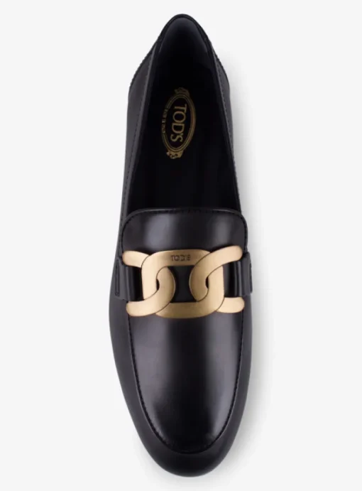 Loafer leder zwart logo mat goud en leder zool | DELSCHER. Fashion