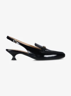 Loafer slingback pump zwart | DELSCHER. Fashion