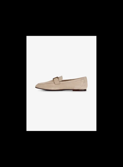 Loafer suede met mat goud logo | DELSCHER. Fashion