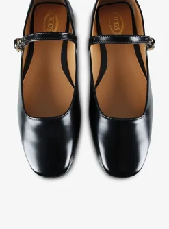 Mary Jane ballerina leder zwart | DELSCHER. Fashion