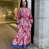 maxi rok bloemenprint wit rood | DELSCHER. Fashion
