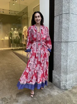 maxi rok bloemenprint wit rood | DELSCHER. Fashion