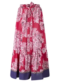 maxi rok bloemenprint wit rood | DELSCHER. Fashion