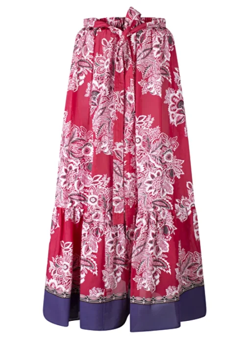 maxi rok bloemenprint wit rood | DELSCHER. Fashion