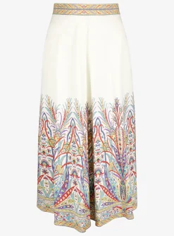 Midi rok wit met print onderkant | DELSCHER. Fashion