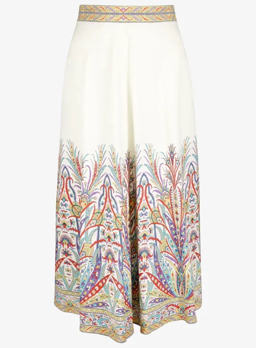 Midi rok wit met print onderkant | DELSCHER. Fashion