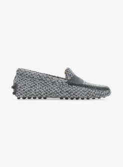 Mocassin blauw grijs boucle teddy | DELSCHER. Fashion