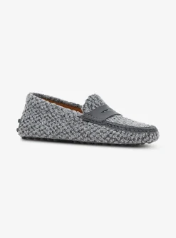 Mocassin blauw grijs boucle teddy | DELSCHER. Fashion