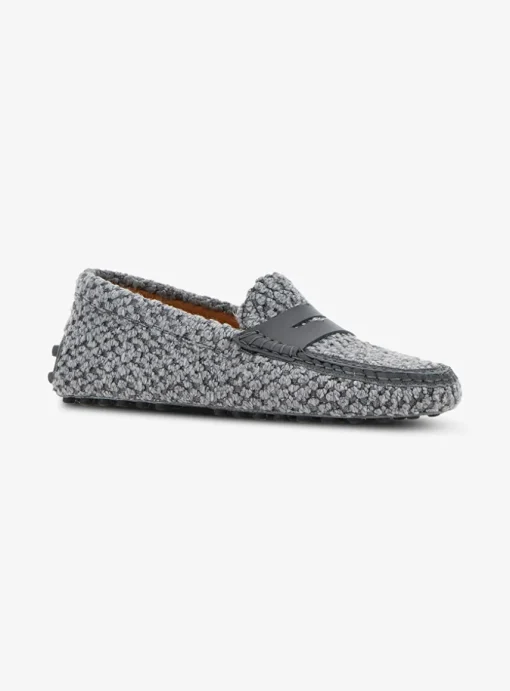 Mocassin blauw grijs boucle teddy | DELSCHER. Fashion