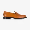 Mocassin leder oranje met zwart zool | DELSCHER. Fashion