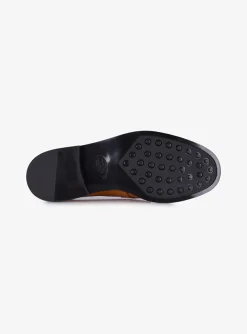 Mocassin leder oranje met zwart zool | DELSCHER. Fashion