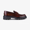 Mocassin leder roodbruin met zwart zool | DELSCHER. Fashion