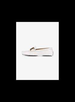 Mocassin leder wit mat goud logo en nopjes zool | DELSCHER. Fashion