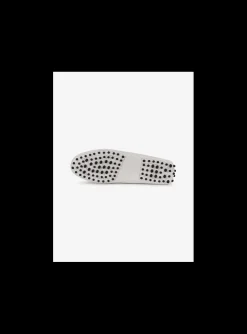 Mocassin leder wit mat goud logo en nopjes zool | DELSCHER. Fashion