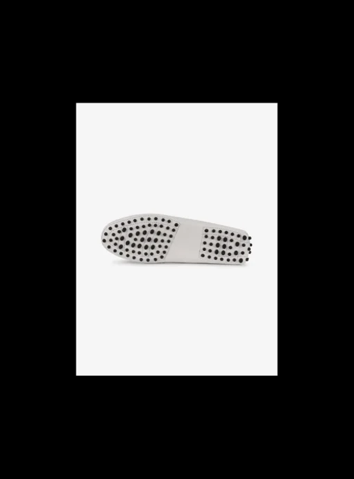 Mocassin leder wit mat goud logo en nopjes zool | DELSCHER. Fashion