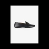 Mocassin leder zwart met mat goud logo | DELSCHER. Fashion