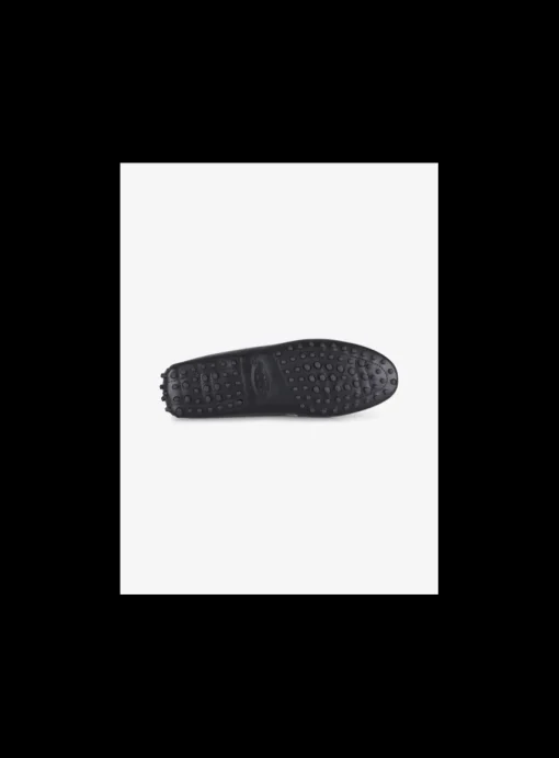 Mocassin leder zwart met mat goud logo | DELSCHER. Fashion