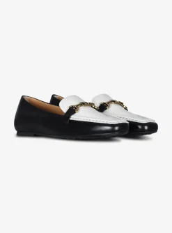 Mocassin loafer zwart wit | DELSCHER. Fashion