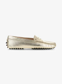 Mocassin metallic goud leder | DELSCHER. Fashion