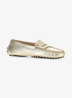 Mocassin metallic goud leder | DELSCHER. Fashion