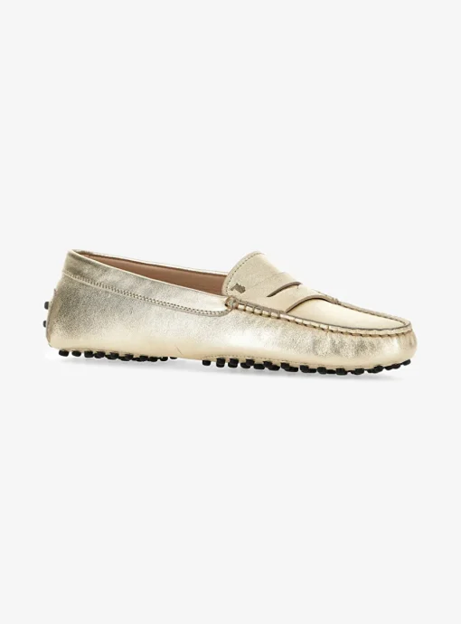 Mocassin metallic goud leder | DELSCHER. Fashion