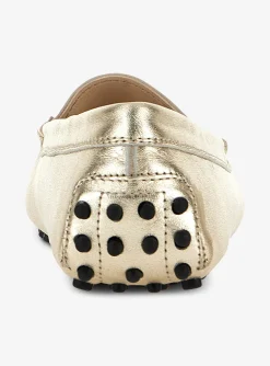 Mocassin metallic goud leder | DELSCHER. Fashion