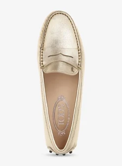 Mocassin metallic goud leder | DELSCHER. Fashion