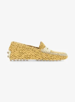 Mocassin pastel geel boucle teddy | DELSCHER. Fashion