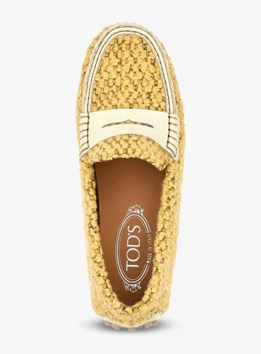 Mocassin pastel geel boucle teddy | DELSCHER. Fashion