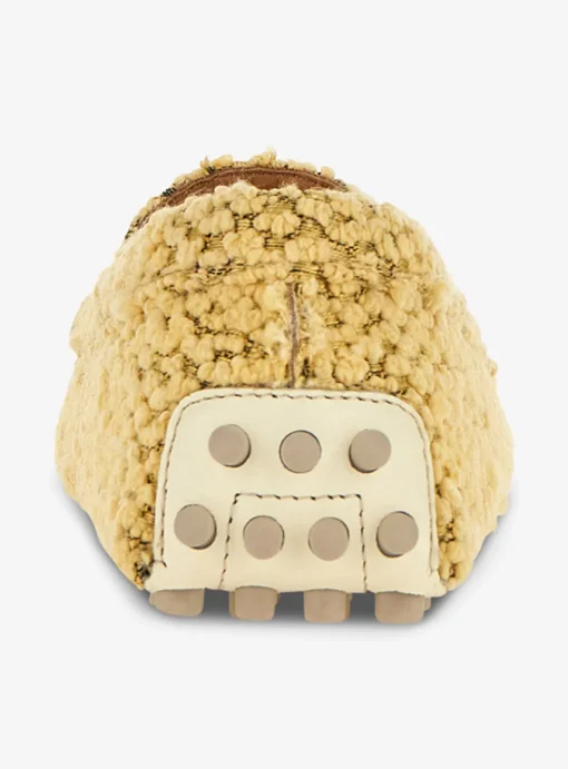 Mocassin pastel geel boucle teddy | DELSCHER. Fashion