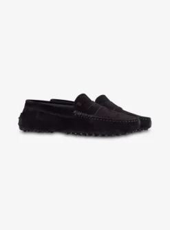 Mocassin suede zwart | DELSCHER. Fashion