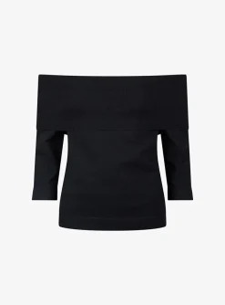 Off shoulder pull Liv zwart | DELSCHER. Fashion