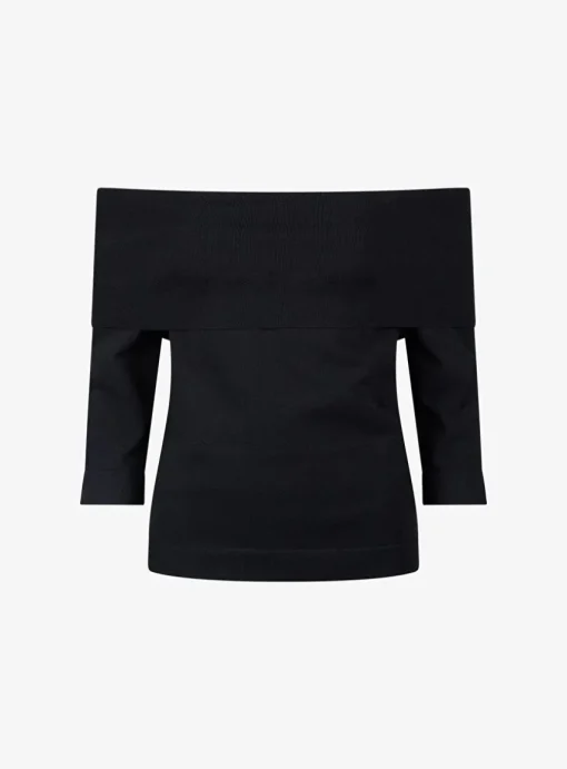 Off shoulder pull Liv zwart | DELSCHER. Fashion