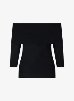 Off shoulder pull Liv zwart | DELSCHER. Fashion