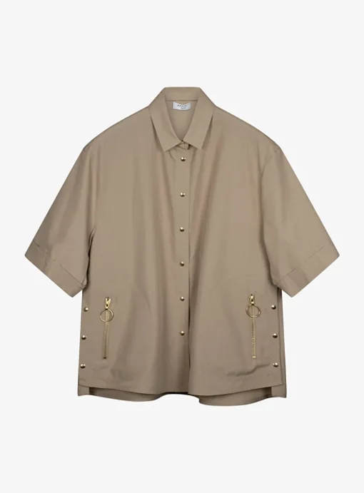 Pak pantalon en blouse camel | DELSCHER. Fashion
