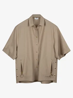 Pak pantalon en blouse camel | DELSCHER. Fashion