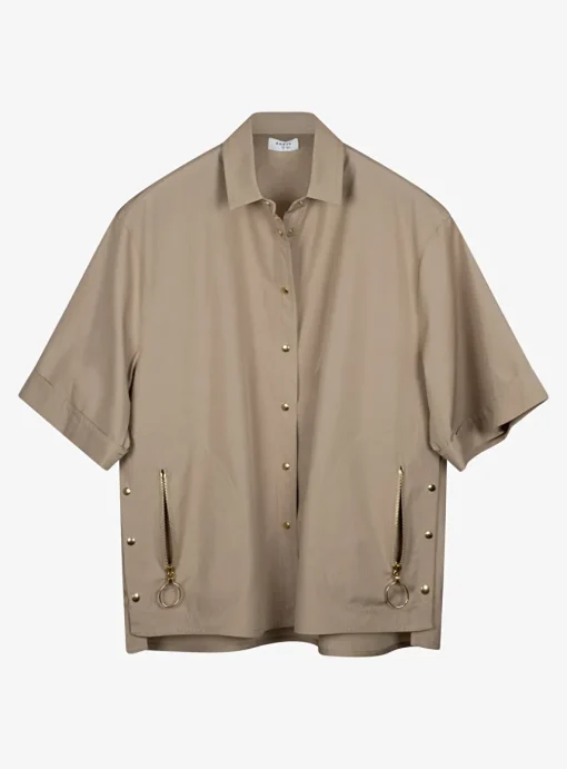 Pak pantalon en blouse camel | DELSCHER. Fashion