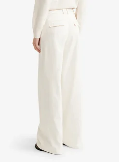 Pantalon bandplooi katoen offwhite | DELSCHER. Fashion